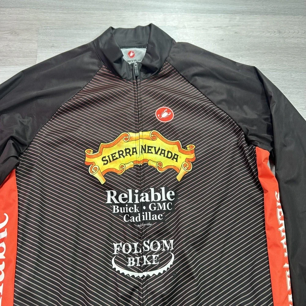 Castelli Cycling Wind Jacket Mens XL Black Sierra Nevada Full Zip USA Logos
